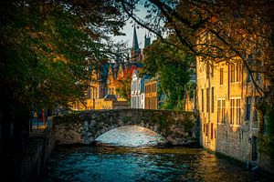 Fotografie Belgien Architektur - Blick über den Groenerei in Richtung Stadhuis, Brügge