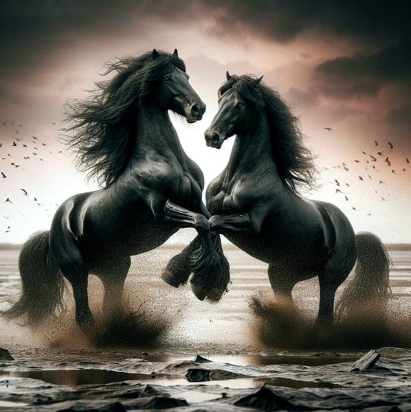 Le cheval frison sur la côte des Wadden 7 par Yvonne van Huizen