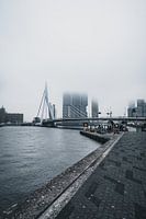 Rotterdam architecture on a misty day, Netherlands