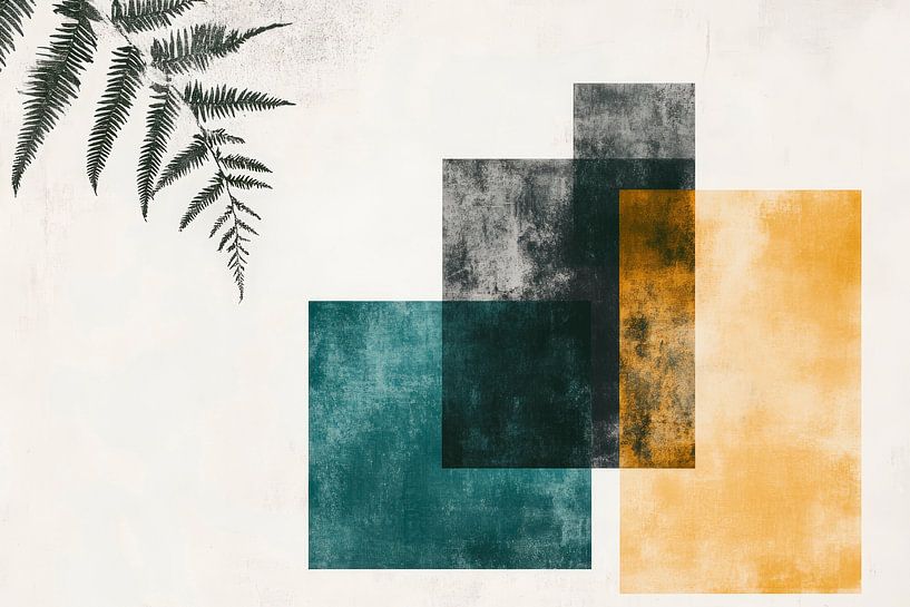 Coloured geometric shapes with leaf motif by Poster Art Shop