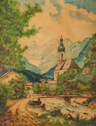 Kapel van St.Stebastian in Ramsau van beangrphx Illustration and paintings