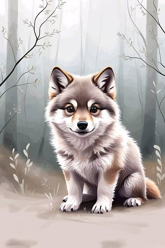 Art numérique d'un loup mignon