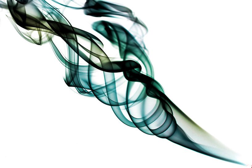 Photo of smoke post-processed in green colours by Liesbeth van Asseldonk