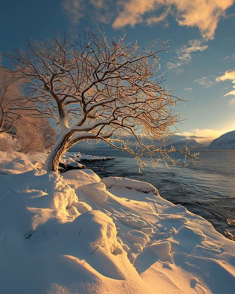 Durchgefrorene Schönheit von fernlichtsicht