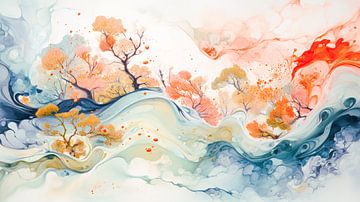 Zen meditatie herfst landschap panorama 02 van Vlindertuin Art