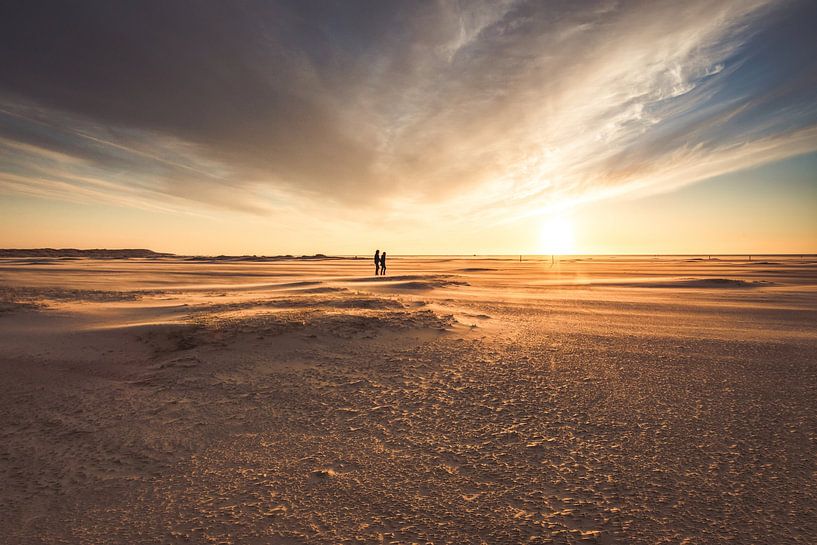 Sunset on the beach of Zeeland by Peter Haastrecht, van