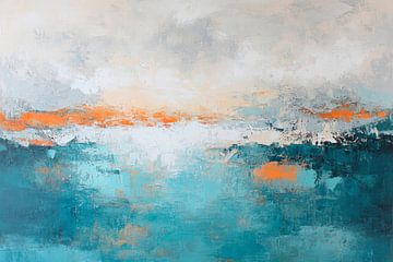 Abstract coastal landscape in blue-orange by Poster Art Shop