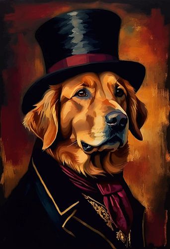 Golden Retriever Hond in Victoriaanse Jurk