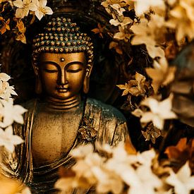 Buddha with gold flower art by Art & Soul Creations