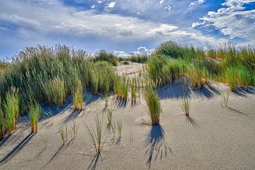 Wolken über den Dünen mit einer Nahaufnahme des Strandhafens von eric van der eijk