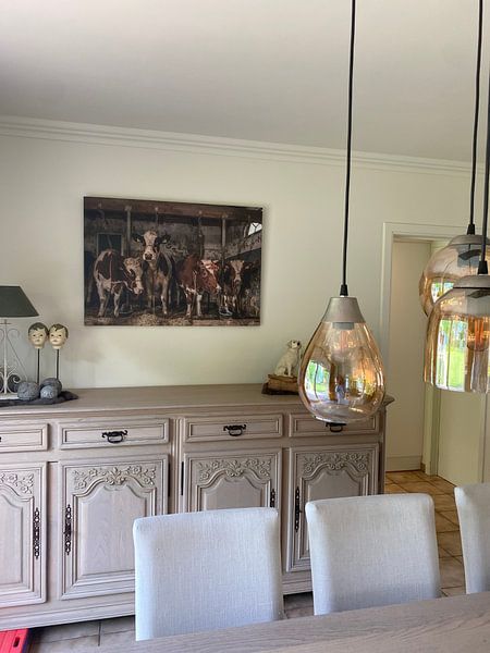Customer photo: Dutch cows in an old barn by Inge Jansen, on canvas