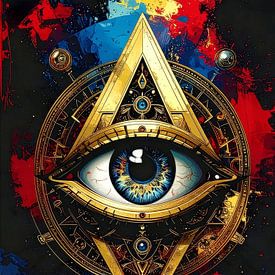 Franc-maçonnerie - L'œil qui voit tout dans le champ de tension entre mesure, symbole et résolution picturale sur AidasignArt
