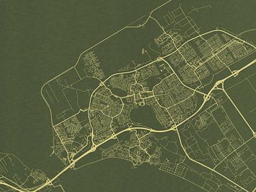 Kaart van Almere in Groen Goud van Map Art Studio