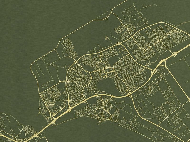Carte de Almere en or vert par De Kaartenwinkel