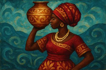 Femme de profil avec une cruche sur Art & Soul Creations