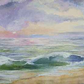Sea : Sunset on the coast by Anne-Marie Somers