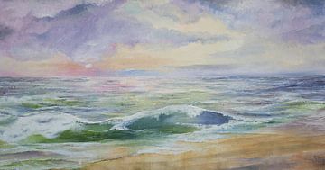 Sea : Sunset on the coast by Anne-Marie Somers