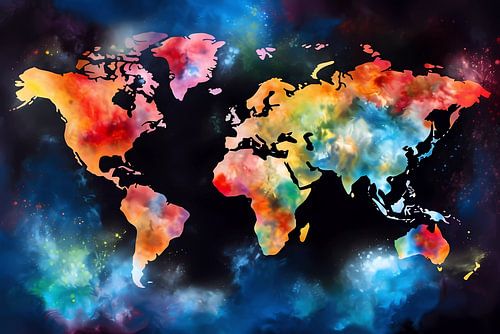 Wereldkaart in de ruimte