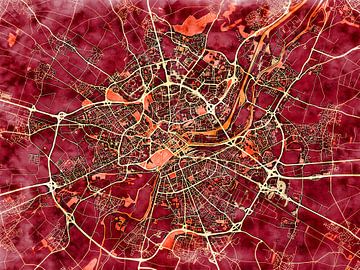 Map of Caen with the style 'Amber Autumn' by Maporia