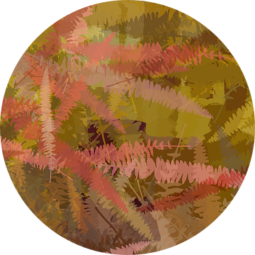 Kleurrijke abstracte botanische kunst. Varensbladeren in aardetinten van Dina Dankers