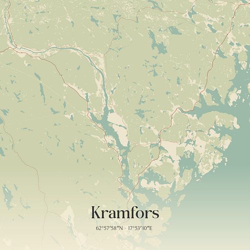 Alte Karte von Kramfors, Schweden.