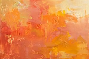 Zonsondergang in Oranje en Perzik | Abstracte felle kleur