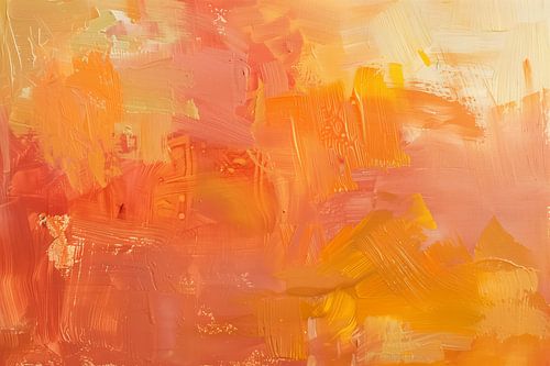 Zonsondergang in Oranje en Perzik | Abstracte felle kleur