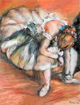 Ballerina , handgetekend met pastel. van Ineke de Rijk
