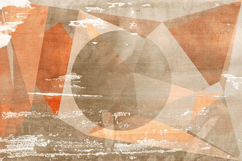 Sunset in beige and burnt orange. Abstract landscape. by Dina Dankers