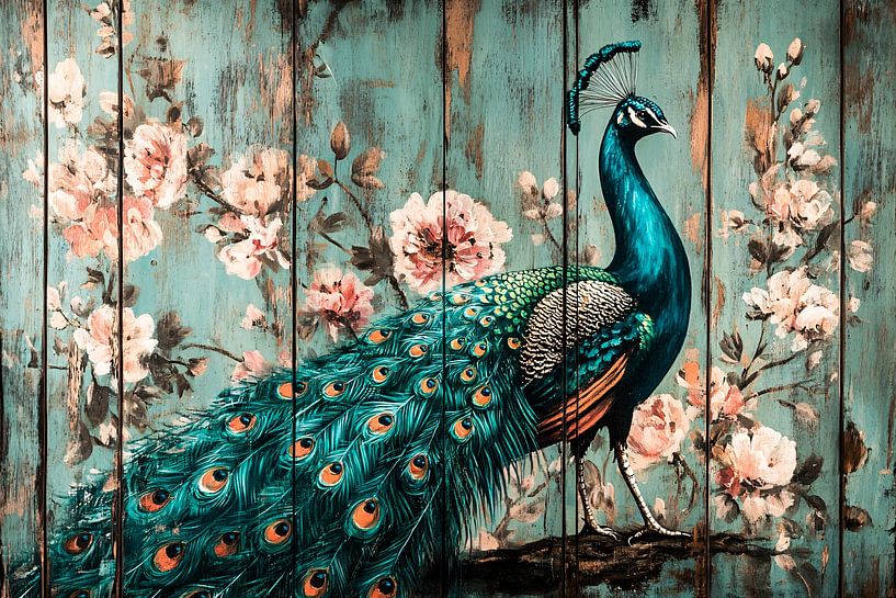 Elegant peacock and floral art by Art & Soul Creations
