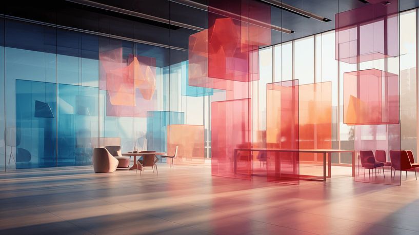 intérieur coloré de la pièce, transparence et effets de verre dépoli, design artistique par Animaflora PicsStock