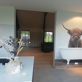 Customer photo: Scottisch Highland Cow In Bathtub by Diana van Tankeren