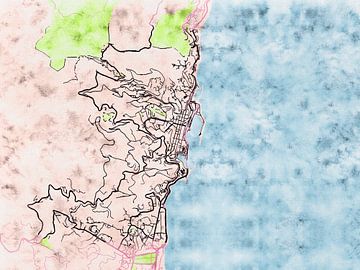 Karte von Bastia im stil 'Soothing Spring' von Maporia