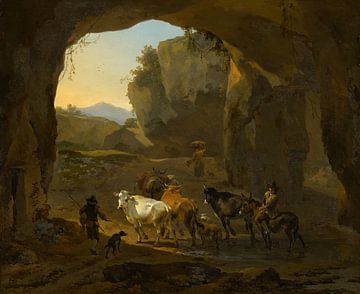 Koeherders in een grot, Nicolaes Berchem