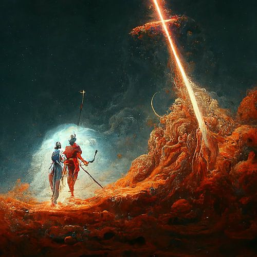 de reis van god abstracte digitale kunst illustratie