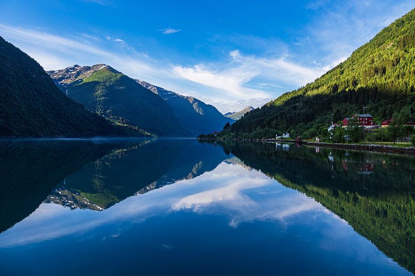 View of the Fjærlandfsjord in Fjærland, Norway by Rico Ködder