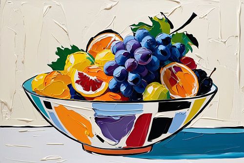 Kleurrijke moderne fruitschaal