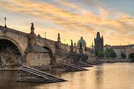 Charles Bridge in Prague at sunrise by Michael Valjak thumbnail