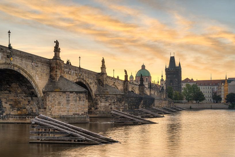 Charles Bridge in Prague at sunrise by Michael Valjak