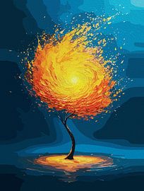 Arbre de vie flamboyant | Abstrait Nature Wall Art sur Ramy Salah Hefny