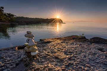 Sunrise at the old jetty in Corfu by Christian Klös