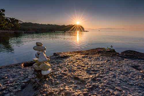 Sunrise at the old jetty in Corfu