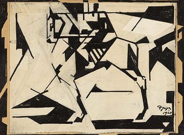 Reijer Stolk, Cavalier, stylo en noir, crayon, 1920