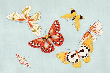 Japanse vlinders van Kamisaka Sekka's Cho senshu One Thousand Butterflies, Japans van Dina Dankers