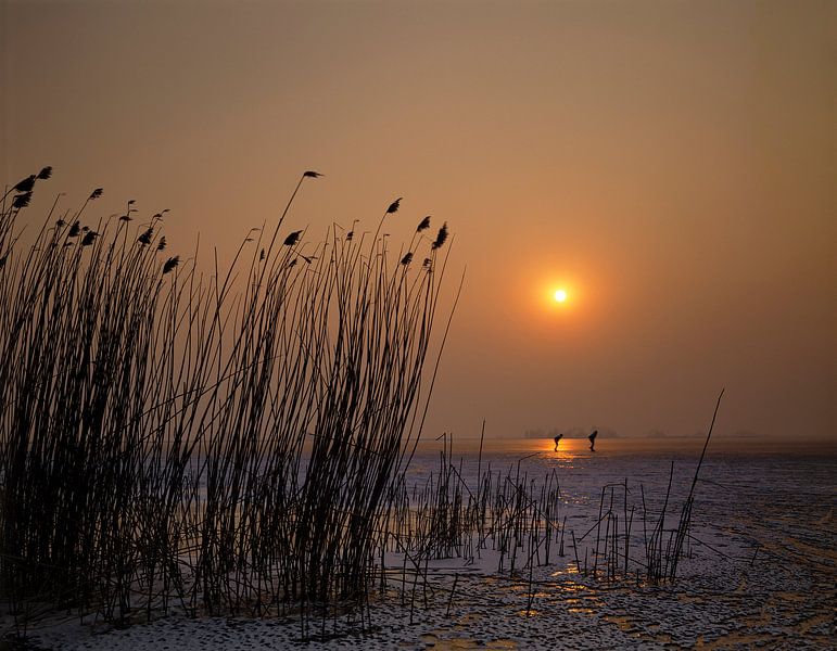 Skaters at sunset by Rene van der Meer