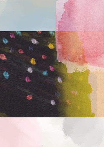 Abstrakte Collage auf einem aquarellierten Hintergrund