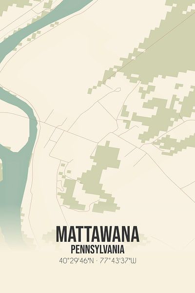 Vieille carte de Mattawana (Pennsylvanie), USA. par Affiches de lieux