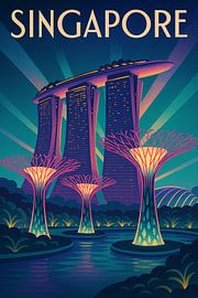 Singapur Strahlkraft - Art Deco Marina Bay Sands Poster von Travel Shop