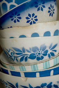 Französische Schalen, blau und weiß