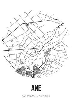 Ane (Overijssel) | Landkaart | Zwart-wit van Rezona